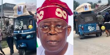 Nigerian Protesters Create Stir with President Tinubu’s Photo on Coffin