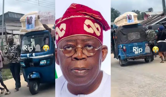 Nigerian Protesters Create Stir with President Tinubu’s Photo on Coffin
