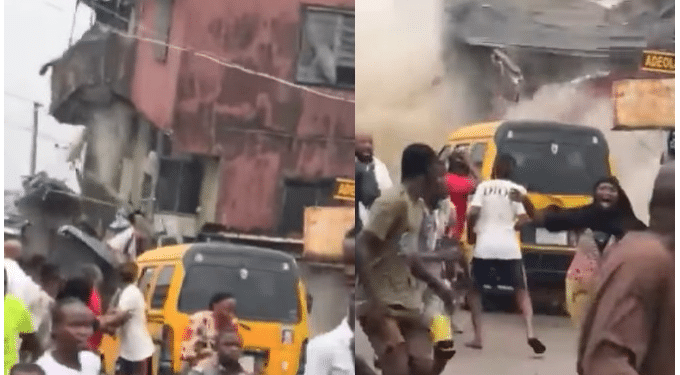 Residents panic as Two-Storey Building Collapses in Lagos