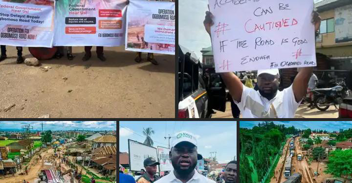 Ogbomoso Youths and students Protest over Poor Road Conditions