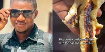 Man shocked after seeing Suspected Charm Inside Banana