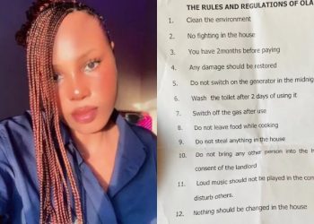 Fans React As Nigerian Lady Shares Landlord’s Outlined Rules