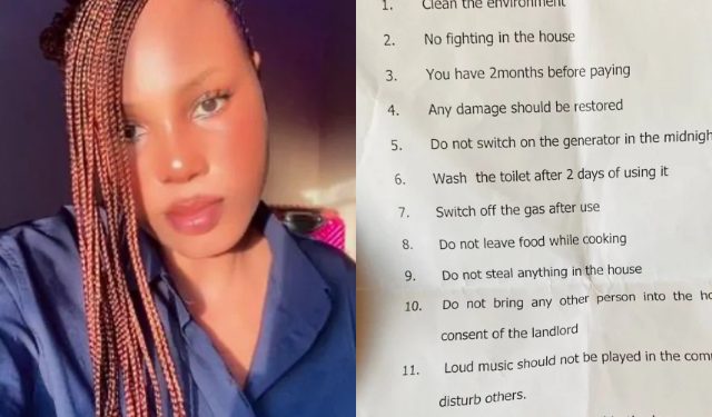 Fans React As Nigerian Lady Shares Landlord’s Outlined Rules