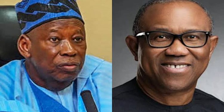 Peter Obi Praises Ganduje for Resigning as APC Chairman Over Health Concerns