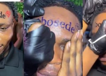 Man Tattoos Girlfriend’s Name on Forehead to Mark Child’s Birth