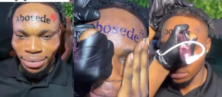 Man Tattoos Girlfriend’s Name on Forehead to Mark Child’s Birth