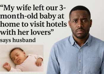 My wife left our 3-month-old baby at home to visit hotels with her lovers, says husband .