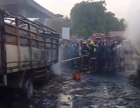 Fire Razes Vehicles and Power House at Oyo Filling Station